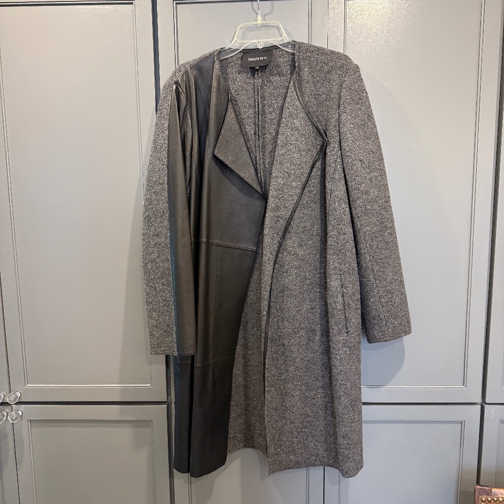 LAFAYETTE 148 New York, wool and leather coat, size L